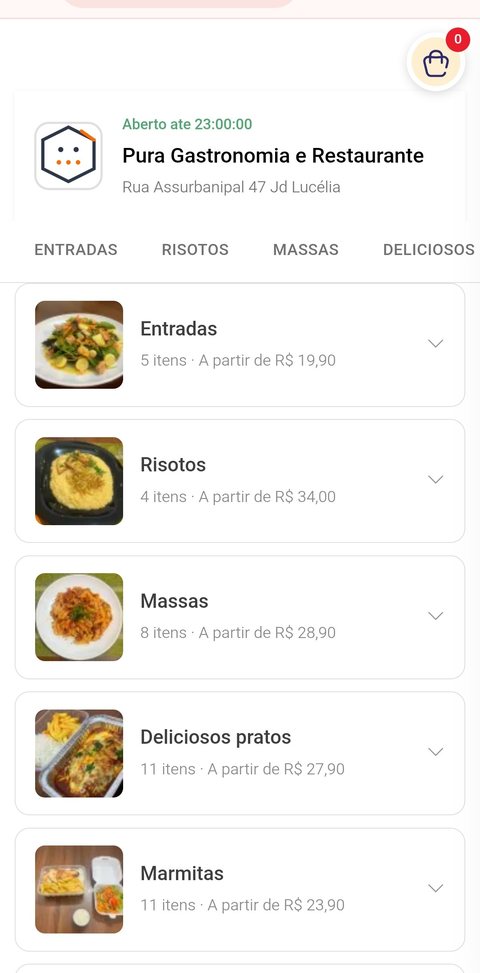 Cardápio digital — Pura Gastronomia e Restaurante