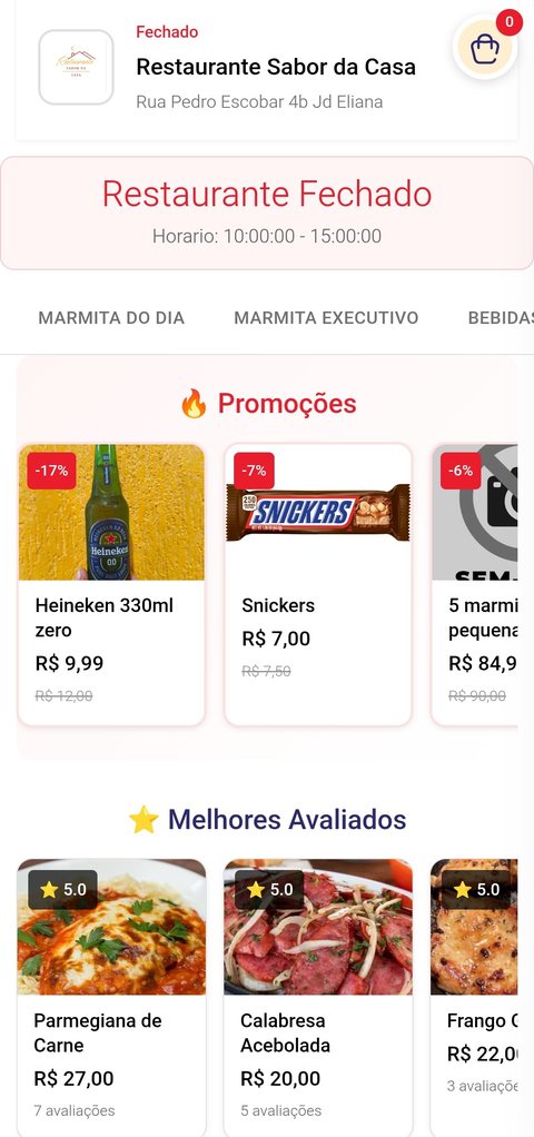 Cardápio digital — Restaurante Sabor da Casa